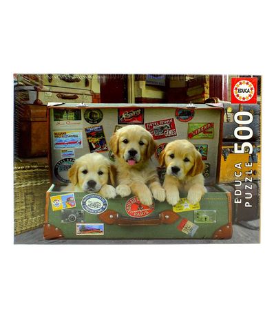 Puzzle-Cachorros-Dentro-de-uma-Mala-500-Pecas