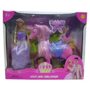 Poupee-Robe-Violet-et-Cheval