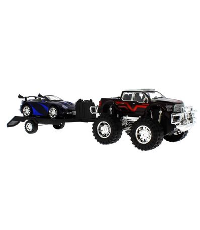 Toy-Jeep-avec-remorque-et-convertible-noir-et-bleu