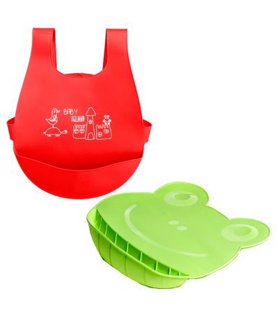 Babador-e-Toalha-de-Mesa-em-Silicone-Vermelho-e-Verde