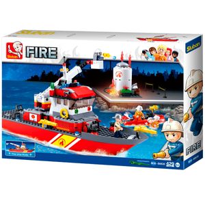 Barco-de-bombeiros-de-blocos-de-construcao-de-Sluban