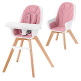 Cadeira alta refeições de bebé conversível 6 em 1 conjunto de mesa e cadeira  para crianças com bandeja almofada removível 58 x 58 x 98 cm Cinzenta