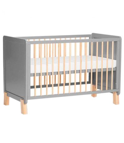 Lit De Bebe 2 En 1 Nico Avec Matelas Gris Drimjouet