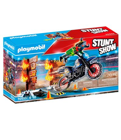 Playmobil-Stuntshow-Moto-avec-Mur-de-Feu
