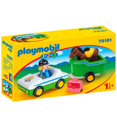 Playmobil-123-Voiture-avec-remorque-pour-chevaux