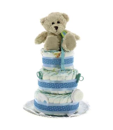 Torta-de-Fraldas-Tres-pisos-Urso-c--acessorio-Azul